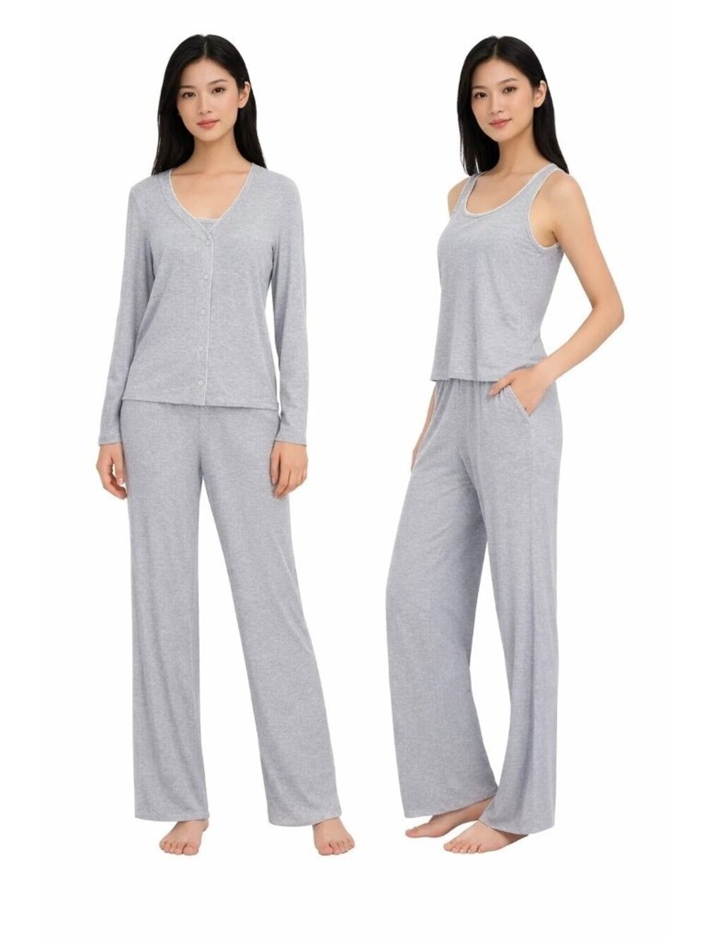 NWOT Live 2 Lounge Women's S 3-Piece Loungewear Set Gray  B0747